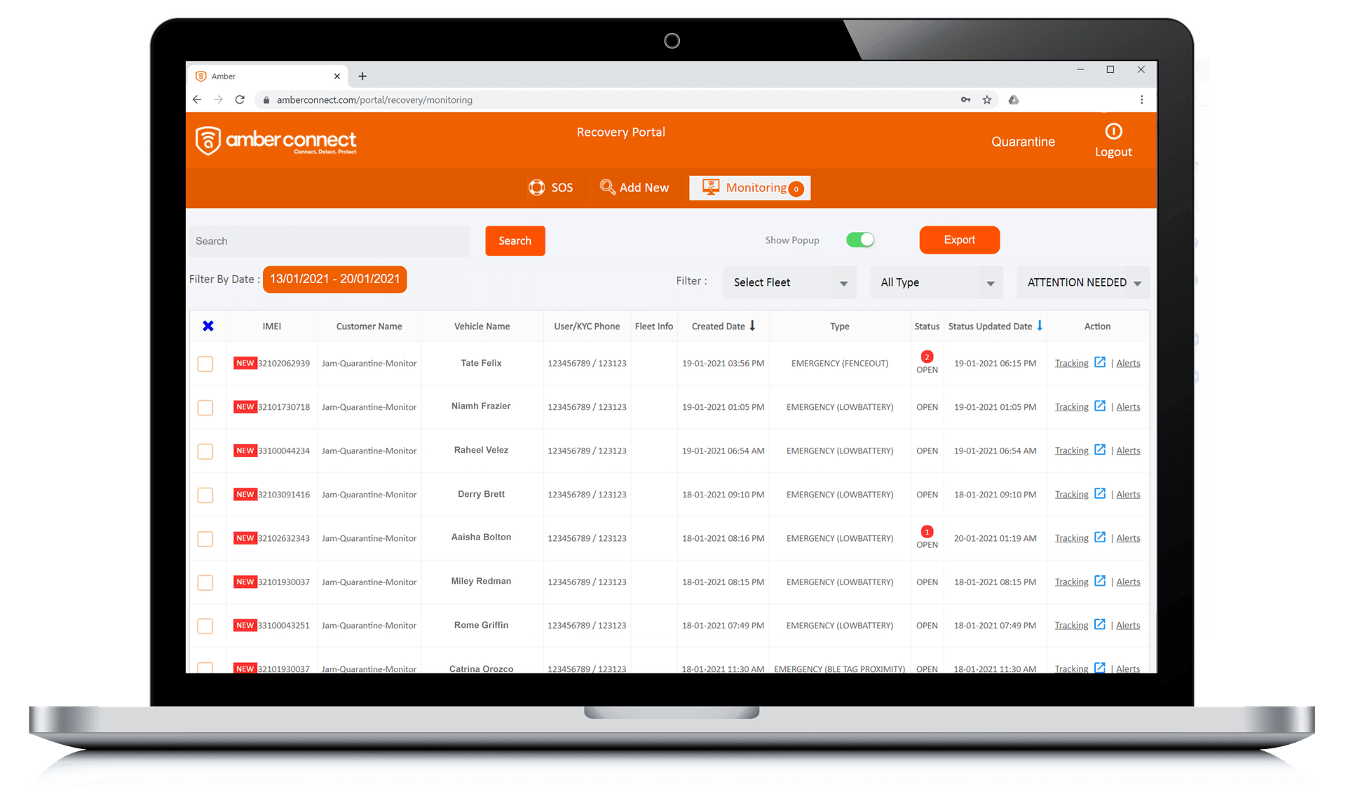 Quarantine Portal Dashboard
