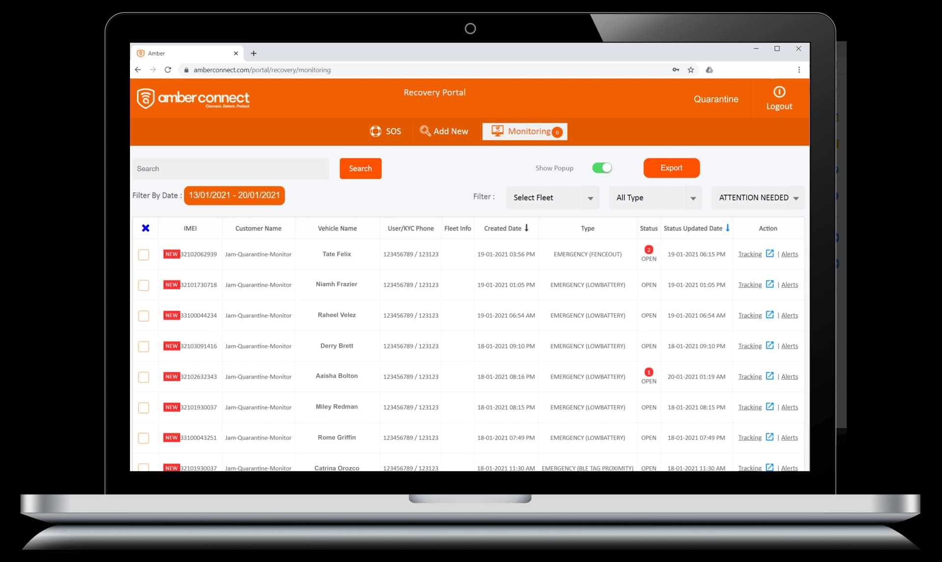Quarantine Portal Dashboard
